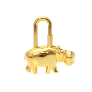 HERMES key ring metal gold Hippopotamus ANNEE DES FLEUVES Hippopotamus Bag Charm Women Used | AlmaBagz