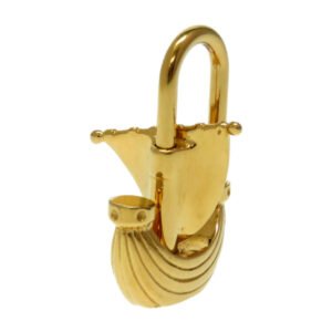HERMES key ring metal gold Paris Air Paris Wind Sailing Ship Yacht Cadena Charm | AlmaBagz
