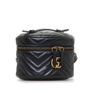 Gucci GG Marmont Round Backpack Black Matelassé | AlmaBagz