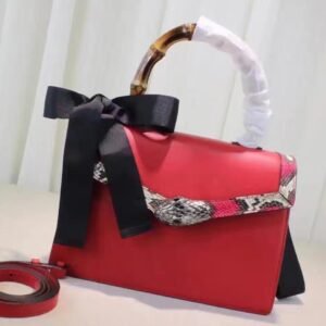 Gucci Lilith Leather Top Handle Bag Red | AlmaBagz