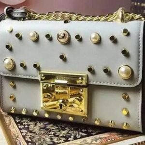 Gucci Padlock Shoulder Bag White With Pearls | AlmaBagz