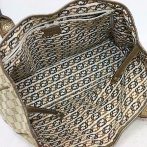 Gucci Xl Princy Gold Large G Logo Print On Tan Canvas And Gold Leather Gg | AlmaBagz