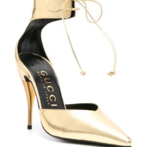 Gucci Priscilla 105mm Metallic Pumps | Gold | AlmaBagz