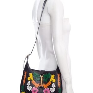 Gucci Black Multi Color Floral Jackie Handbag | AlmaBagz