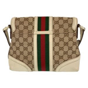 GUCCI Shoulder Bag GG canvas Beige Gold Metal Crossbody Shoulder Bag Pochette Sherry line Women Used | AlmaBagz