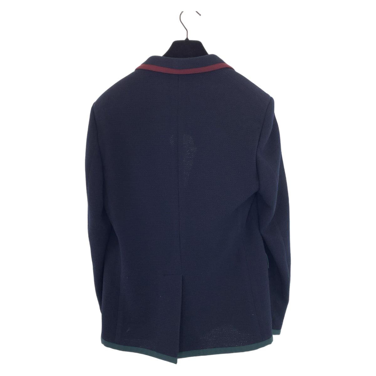 GUCCI tailored jacket 502525 wool Navy green red tailored jacket logo emblem button mens 48 Used | AlmaBagz