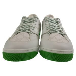 GUCCI sneakers 700290 leather White green Sneakers basketball shoes Basket GG pattern mens 11 Used | AlmaBagz