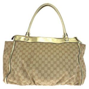 GUCCI Tote Bag 190248 GG canvas, leather Beige Gold GoldMetal Tote Bag Shoulder Bag Handbag Abbey Women Used | AlmaBagz