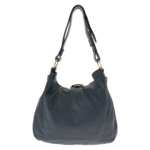 GUCCI Shoulder Bag 232931 leather Black Gold Metal Embossed Leather Shoulder Bag G Wave Hobo Women Used | AlmaBagz