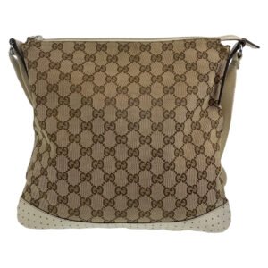GUCCI Shoulder Bag 145857 GG canvas Beige SilverMetal Crossbody Shoulder Bag Messenger Bag GG pattern Women Used | AlmaBagz