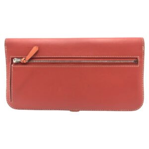 HERMES Long Wallet Purse leather Red sanguine crevette Long Wallet Purse Dogon Long Women Used | AlmaBagz