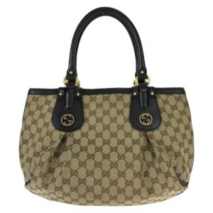 GUCCI Tote Bag 269953 GG canvas, leather Beige brown Tote Bag Shoulder Bag Women Used | AlmaBagz