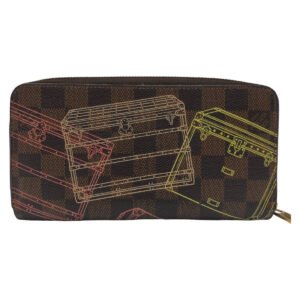LOUIS VUITTON Long Wallet Purse N63026 leather Brown Gold Metal Long Wallet Purse Long Wallet Zip Around Damier Trunk Zippy wallet Women Used | AlmaBagz