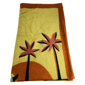 HERMES towel cotton Orange multicolor Beach towel Aprs La Vague Beach towel Women Used | AlmaBagz