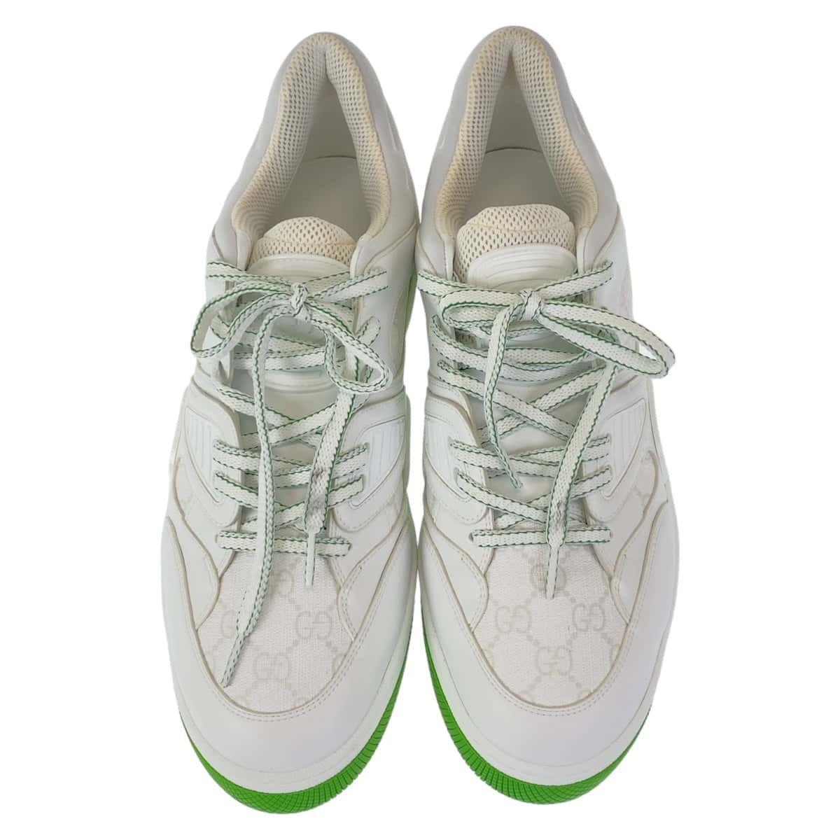 GUCCI sneakers GG canvas, leather White Green Sneakers Low Cut Lace Up basket mens 12 Used | AlmaBagz