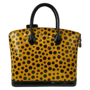 LOUIS VUITTON Handbag M91398 Patent leather Yellow Black Gold Metal Handbag Tote Bag Monogram Vernis LockitMM Yayoi Kusama Women Used | AlmaBagz