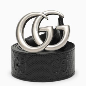 Gucci Black Marmont Belt With Gg Leather Men | AlmaBagz