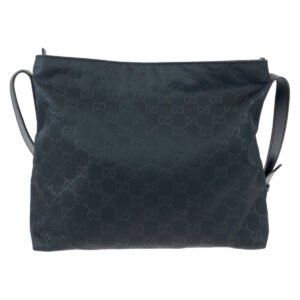 GUCCI Shoulder Bag 314529 Nylon, Leather Black Silver Metal Crossbody Shoulder Bag Messenger Bag Embossed nylon GG pattern mens Used | AlmaBagz