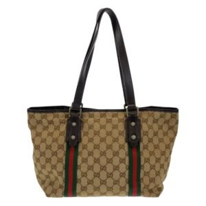 GUCCI Tote Bag 137396 GG canvas Beige multicolor Tote Bag Shoulder Bag Sherry line Women Used | AlmaBagz