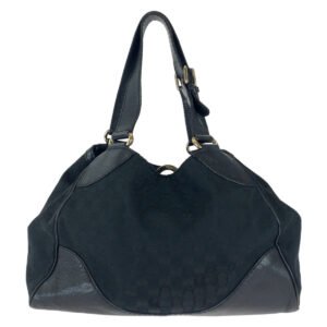 GUCCI Tote Bag 223972 GG canvas, leather Black Silver Metal Tote Bag Shoulder Bag Women Used | AlmaBagz