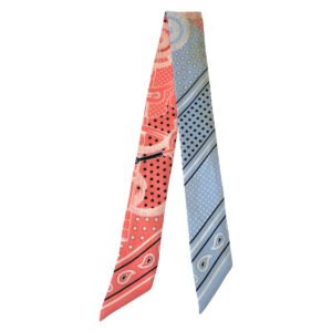 HERMES scarf silk Pink multicolor Scarf Ribbon Scarf EPERON D'OR CUT Twilly Women Used | AlmaBagz