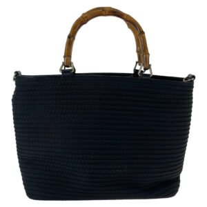 GUCCI Tote Bag 000 1998 0540 Canvas, Leather Black Silver Metal Tote Bag handbag Bamboo Women Used | AlmaBagz