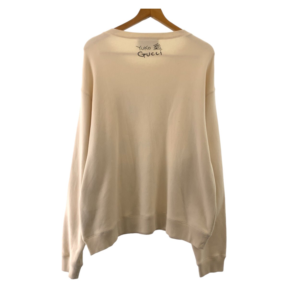 GUCCI sweat 626990 XJDTI cotton Ivory black Sweatshirt sweatshirt 21AW Japan exclusive Higuchi Yuko collaboration mens M Used | AlmaBagz