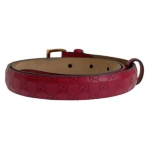 GUCCI belt leather Pink Gold Metal Guccisima mens 34 Used | AlmaBagz