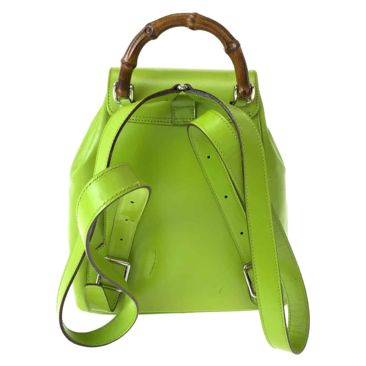 GUCCI Backpack 003 2034 0030 leather Light Green Brown SilverMetal Mini Backpack Backpack Bamboo Women Used | AlmaBagz