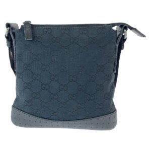 GUCCI Shoulder Bag 147671 GG canvas Black SilverMetal Crossbody Shoulder Bag Messenger Bag Women Used | AlmaBagz