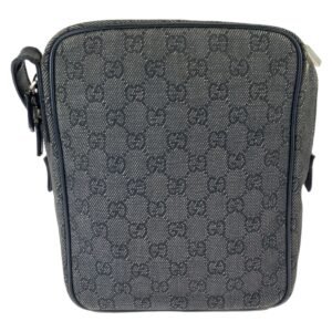 GUCCI Shoulder Bag 3136 GG canvas Grey Black SilverMetal Crossbody Shoulder Bag Pochette Women Used | AlmaBagz