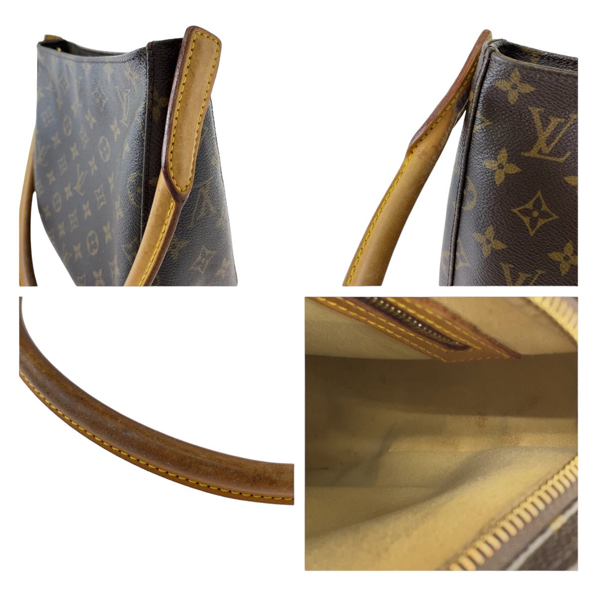 LOUIS VUITTON Shoulder Bag M51146 PVC Brown Gold Metal Shoulder Bag Monogram LoopingMM Women Used | AlmaBagz - Image 4
