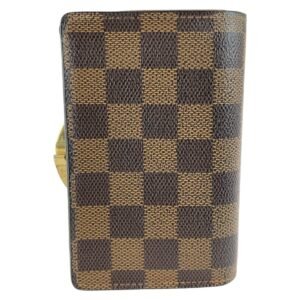 LOUIS VUITTON Bifold Wallet N61674 PVC Brown Gold Metal Purse Folding Wallet Compact Wallet Damier Ebene Portefeuille Viennoiserie Women Used | AlmaBagz