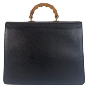 GUCCI Business bag 015.1046.3304 leather Black GoldMetal Business bag briefcase A4 compatible Bamboo Old Gucci mens Used | AlmaBagz