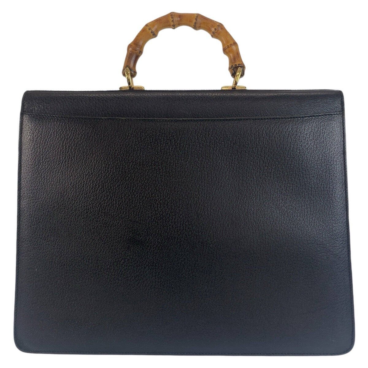 GUCCI Business bag 015.1046.3304 leather Black GoldMetal Business bag briefcase A4 compatible Bamboo Old Gucci mens Used | AlmaBagz
