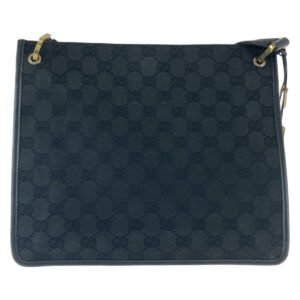 GUCCI Shoulder Bag 91762 GG canvas, leather Black Gold Metal Crossbody Shoulder Bag Pochette mens Used | AlmaBagz