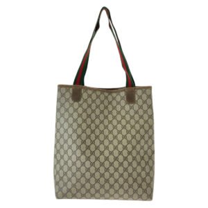 GUCCI Tote Bag 120 02 003 GG Supreme canvas, leather Brown Silver Metal Tote Bag Shoulder Bag Unisex A4 Storage Old Gucci Shelly Line Interlocking Women Used | AlmaBagz