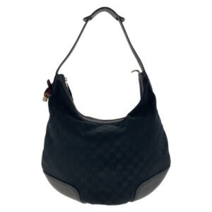 GUCCI Shoulder Bag 162882 GG canvas, leather Black Silver Metal Gold Metal Hobo Shoulder Bag Sherry Line Princess Women Used | AlmaBagz