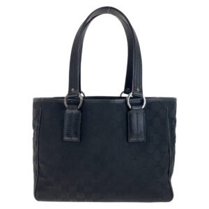 GUCCI Tote Bag 113019 GG canvas, leather Black SilverMetal Tote Bag handbag Women Used | AlmaBagz