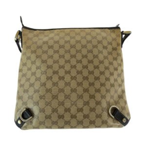 GUCCI Shoulder Bag 268642 GG Supreme Canvas Beige Brown Gold Metal Shoulder Bag Crossbody Messenger Bag GG crystal Women Used | AlmaBagz