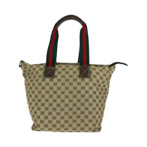 GUCCI Tote Bag 131231 GG canvas Brown Red Green Soft Tote Bag Handbag Shoulder Bag Sherry line Women Used | AlmaBagz