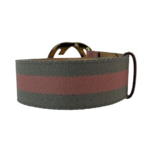 GUCCI belt 114876 canvas Pink Gray SilverMetal belt Interlocking mens 34 Used | AlmaBagz
