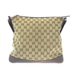 GUCCI Shoulder Bag 145857 GG canvas, leather Brown Beige Gold Metal Shoulder Bag Messenger bag Women Used | AlmaBagz
