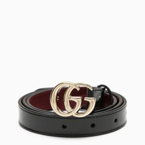 Gucci Gg Marmont Thin Belt In Black Patent Leather Women | AlmaBagz