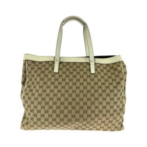 GUCCI Tote Bag 153213 GG canvas Beige White SilverMetal Tote Bag Shoulder Bag Women Used | AlmaBagz