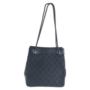 GUCCI Tote Bag GG canvas Black SilverMetal Tote Bag Shoulder Bag Women Used | AlmaBagz
