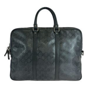 GUCCI Business bag 208463 PVC, Leather Grey SilverMetal Business bag briefcase GG implementation mens Used | AlmaBagz