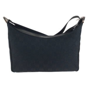 GUCCI Shoulder Bag 019 0433 GG canvas Black SilverMetal Shoulder Bag pochette Women Used | AlmaBagz