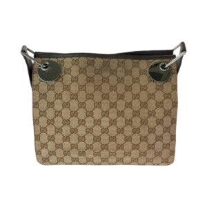 GUCCI Shoulder Bag 120841 GG canvas Brown Silver Metal Shoulder Bag pochette Women Used | AlmaBagz