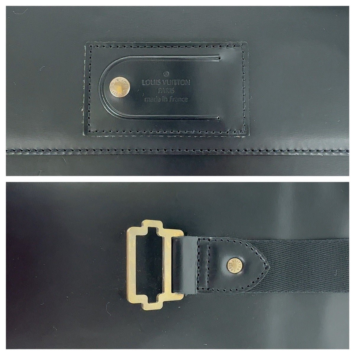 LOUIS VUITTON Shoulder Bag M92224 leather Black Gold Metal Shoulder Bag Messenger bag Liege Ussac mens Used | AlmaBagz - Image 4